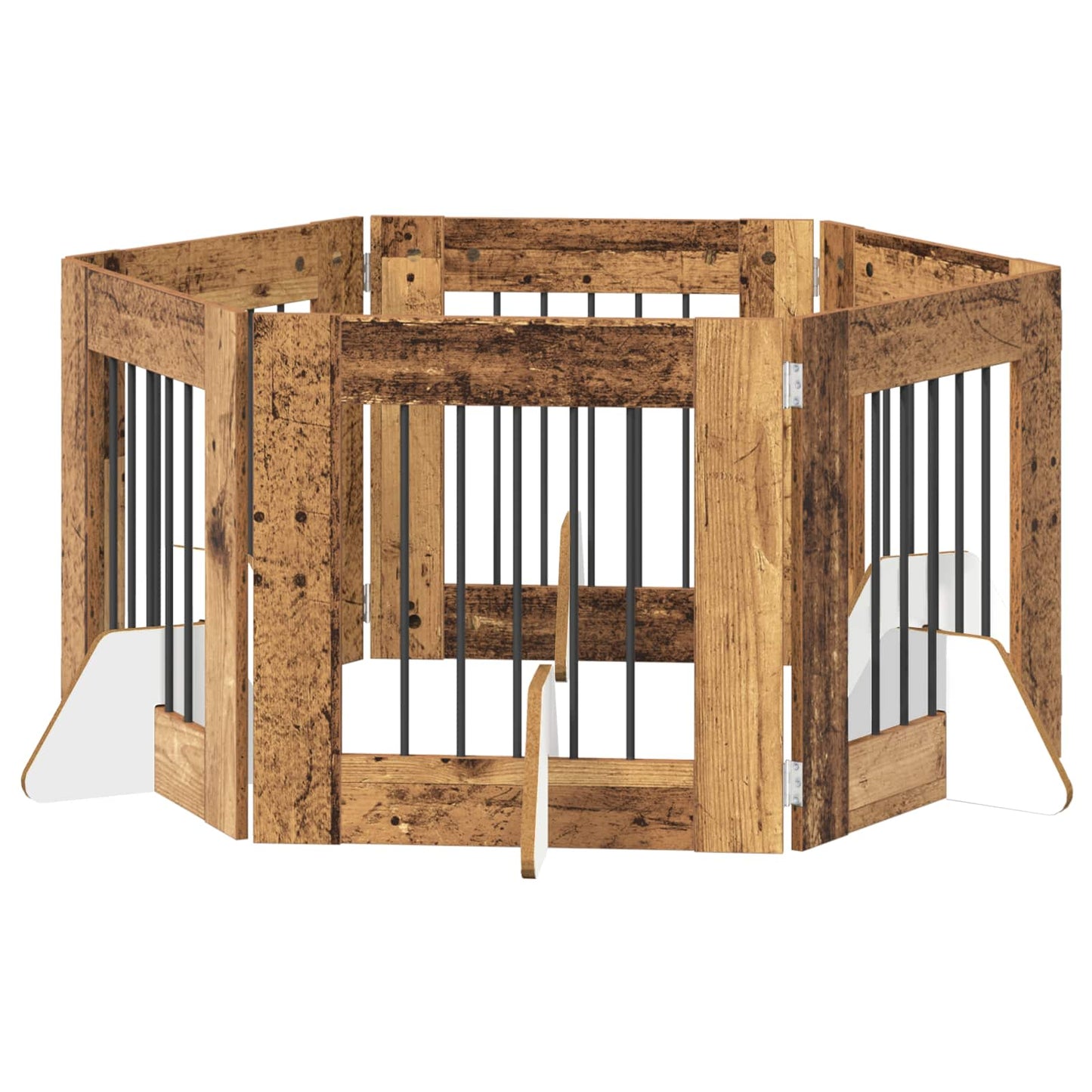 Cancello per cani con supporti 6 pcs Legno antico 60 x 60 cm | homemem39