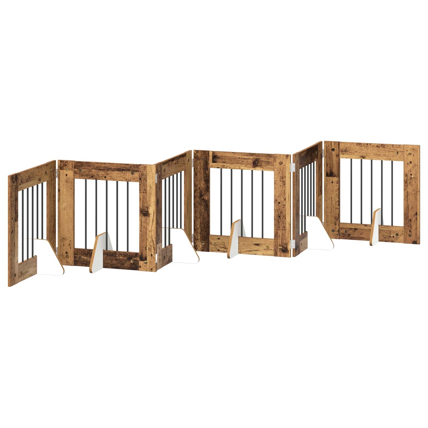 Cancello per cani con supporti 6 pcs Legno antico 60 x 60 cm | homemem39