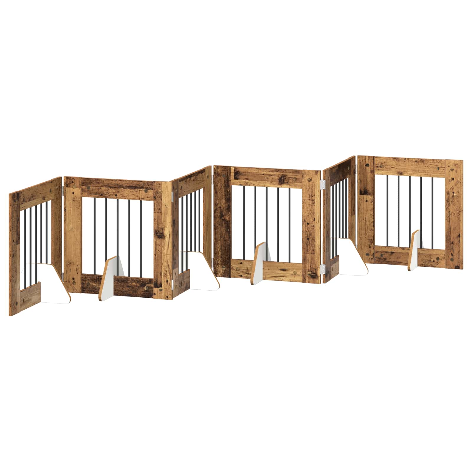 Cancello per cani con supporti 6 pcs Legno antico 60 x 60 cm | homemem39