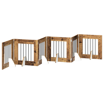 Cancello per cani con supporti 6 pcs Legno antico 60 x 60 cm | homemem39
