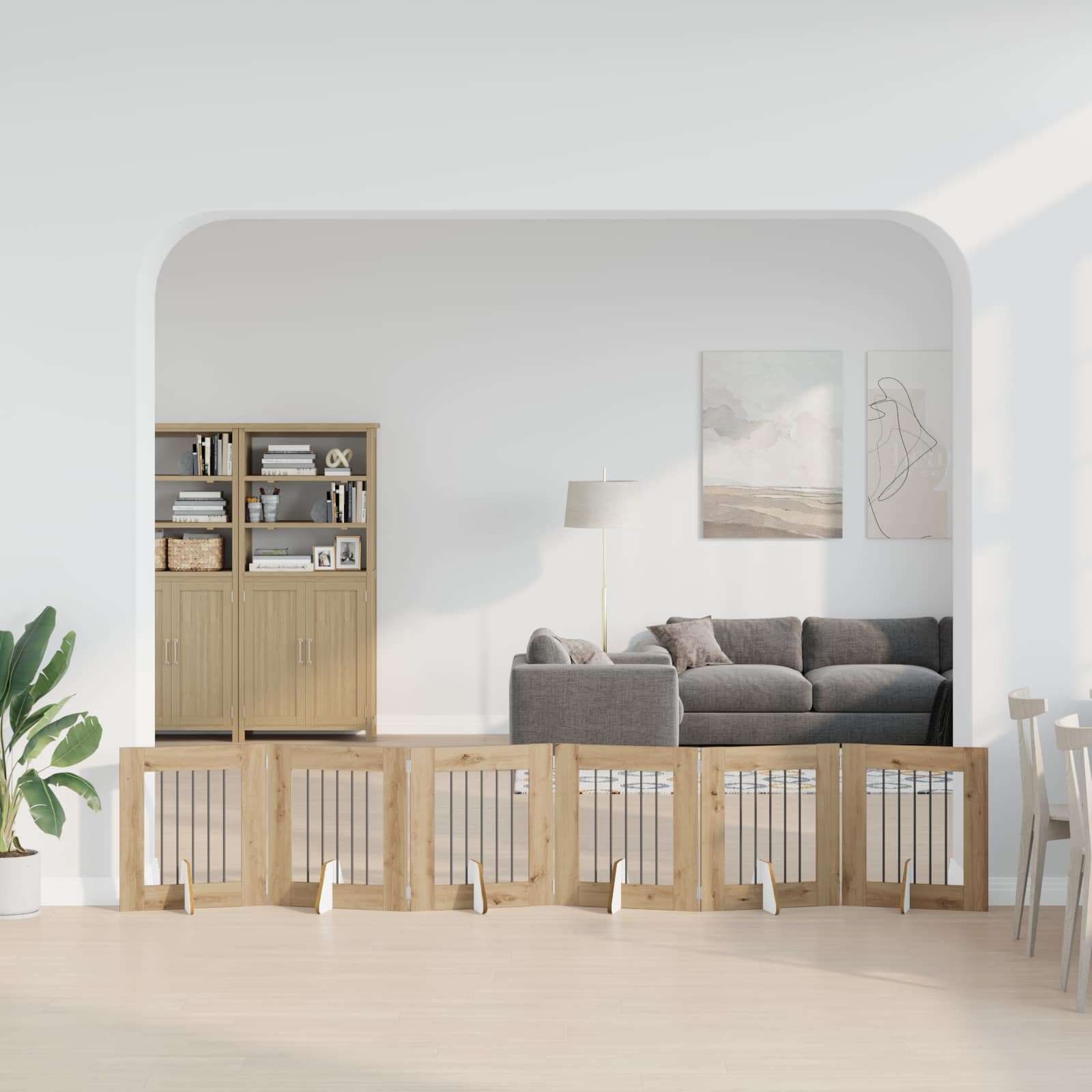 Cancello per cani con supporti 6 pcs Rovere Artigianale | homemem39