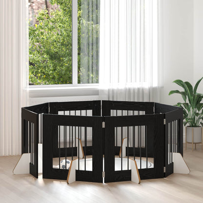 Cancello per cani con supporti 8 pcs Rovere Nero 60 x 60 cm | homemem39