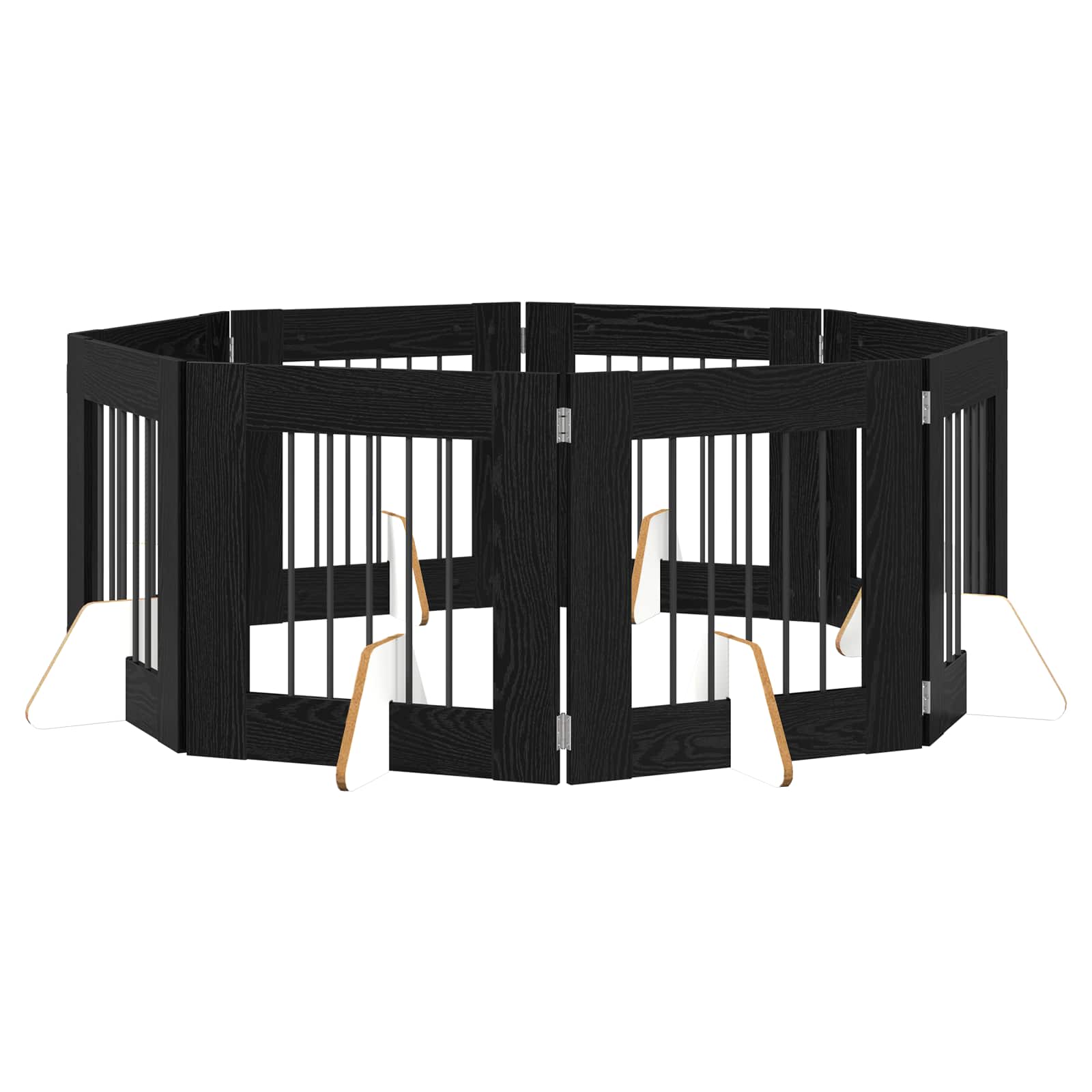 Cancello per cani con supporti 8 pcs Rovere Nero 60 x 60 cm | homemem39