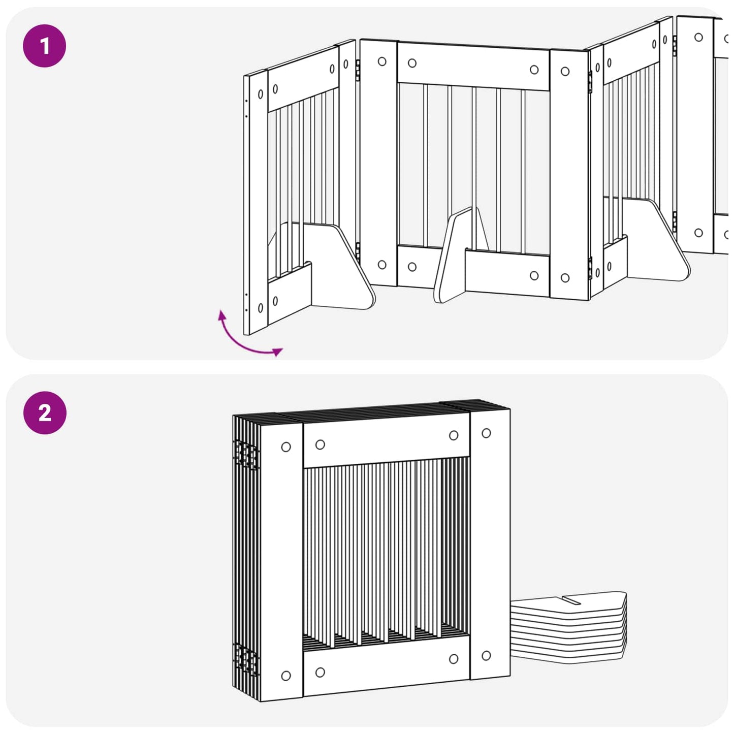 Cancello per cani con supporti 8 pcs Rovere Nero 60 x 60 cm | homemem39