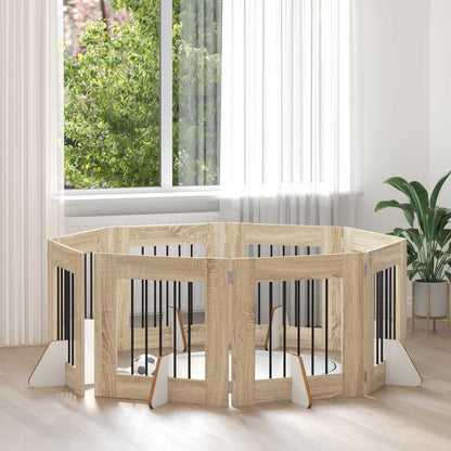 Cancello per cani con supporti 8 pcs Rovere Sonoma 60 x 60 cm | homemem39