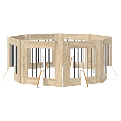 Cancello per cani con supporti 8 pcs Rovere Sonoma 60 x 60 cm | homemem39