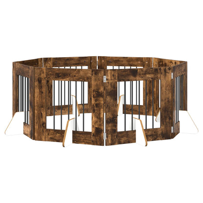 Cancello per cani con supporti 8 pcs Rovere Fumo 60 x 60 cm | homemem39