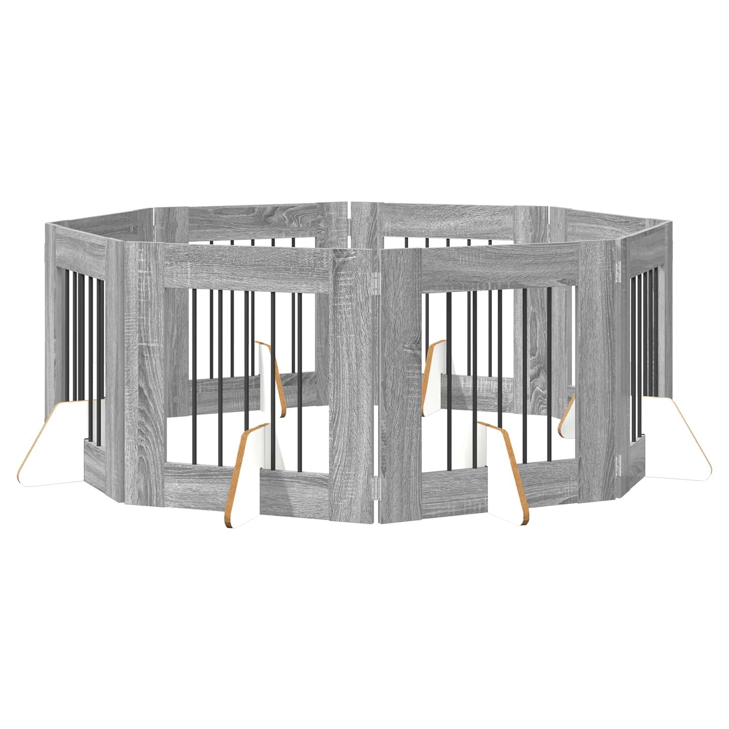 Cancello per cani con supporti 8 pcs Grigio Sonoma 60 x 60 cm | homemem39