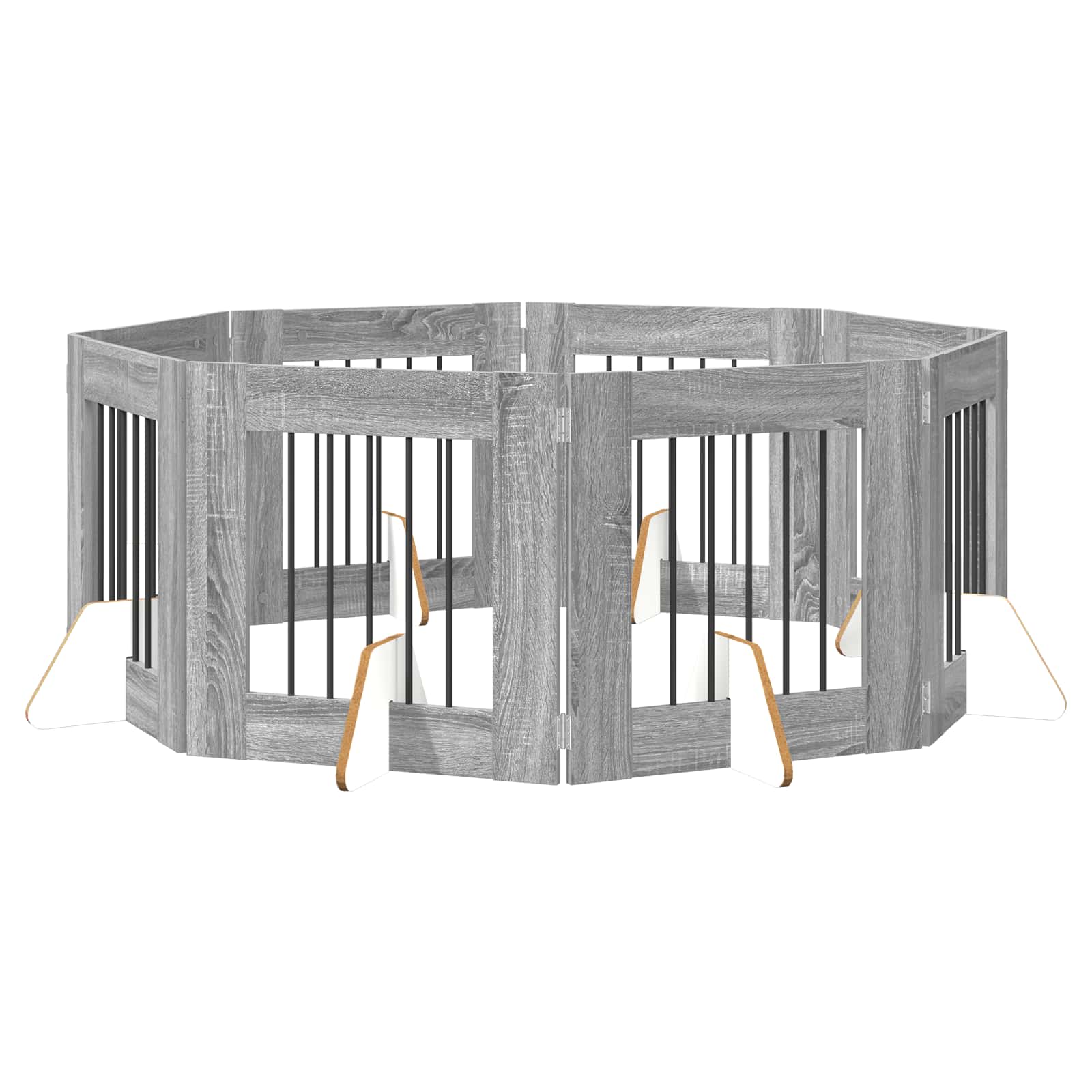 Cancello per cani con supporti 8 pcs Grigio Sonoma 60 x 60 cm | homemem39