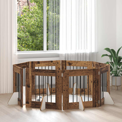 Cancello per cani con supporti 8 pcs Legno antico 60 x 60 cm | homemem39
