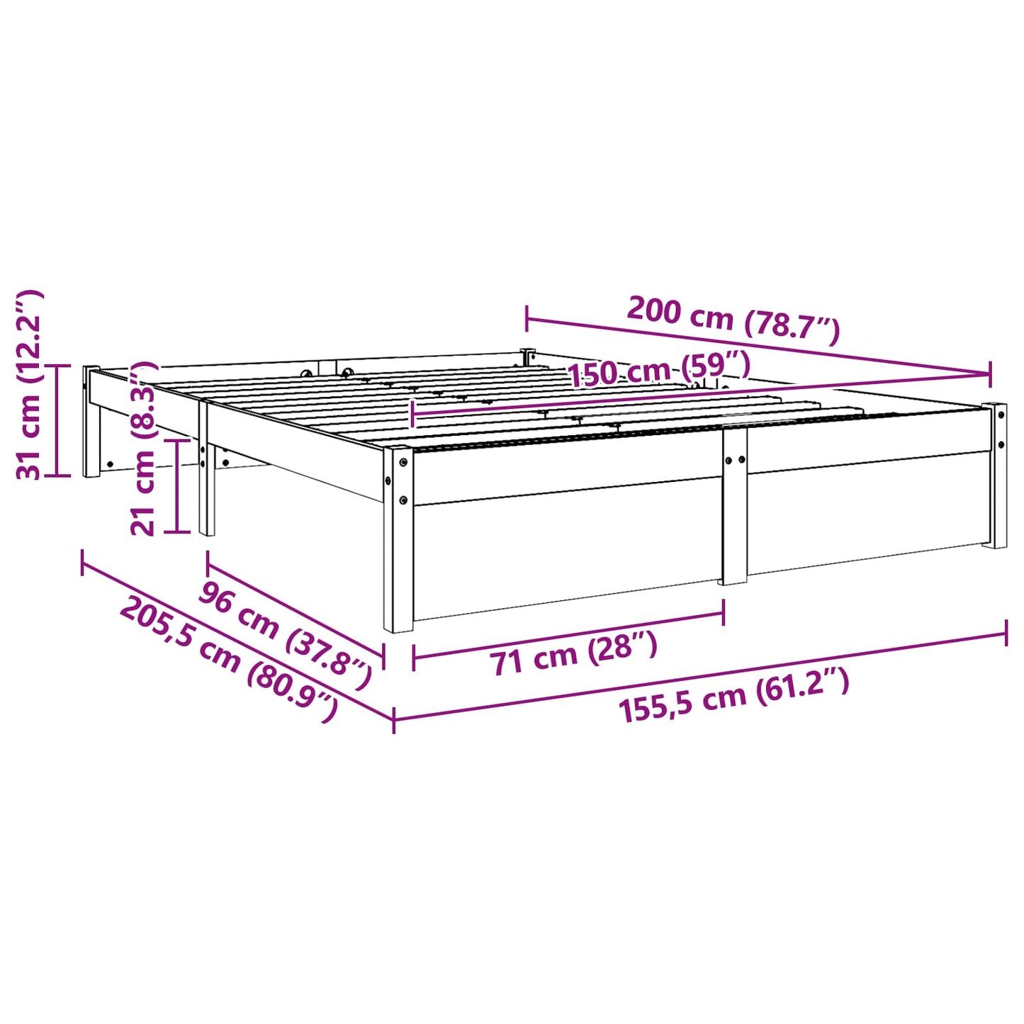 Struttura del letto Marrone cerato 150 x 200 cm | homemem39