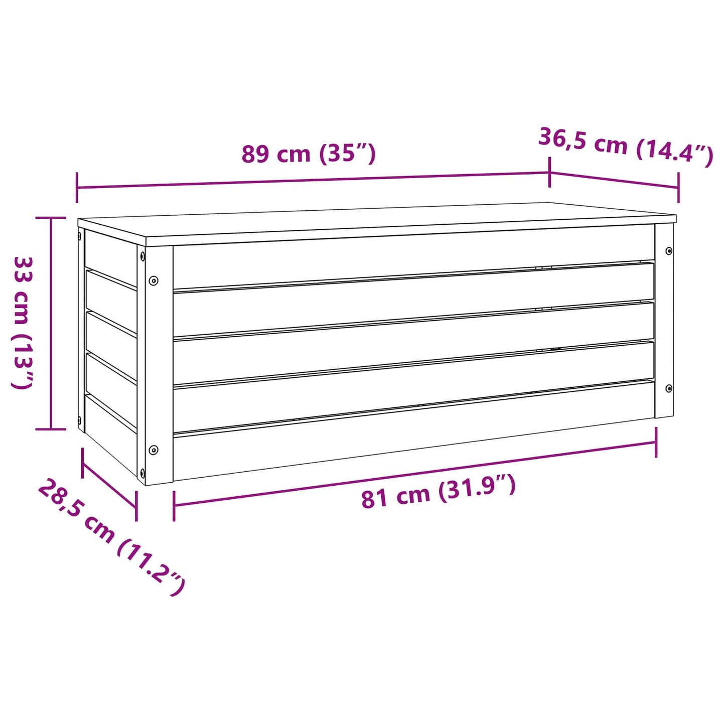 Scatola di Stoccaggio Marrone cerato 89 x 36,5 x 33 cm