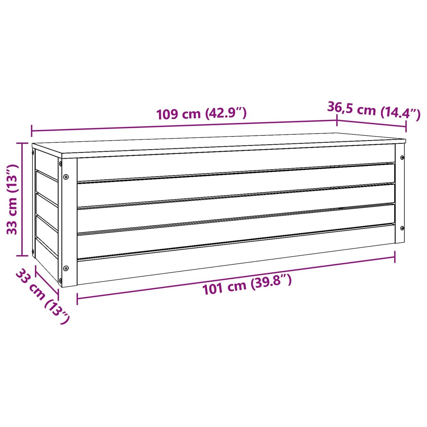 Scatola di Stoccaggio Marrone cerato 109 x 36,5 x 33 cm