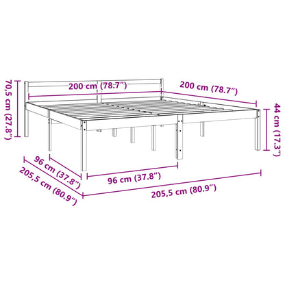 Struttura del letto Marrone cerato 200 x 200 cm Pino massello