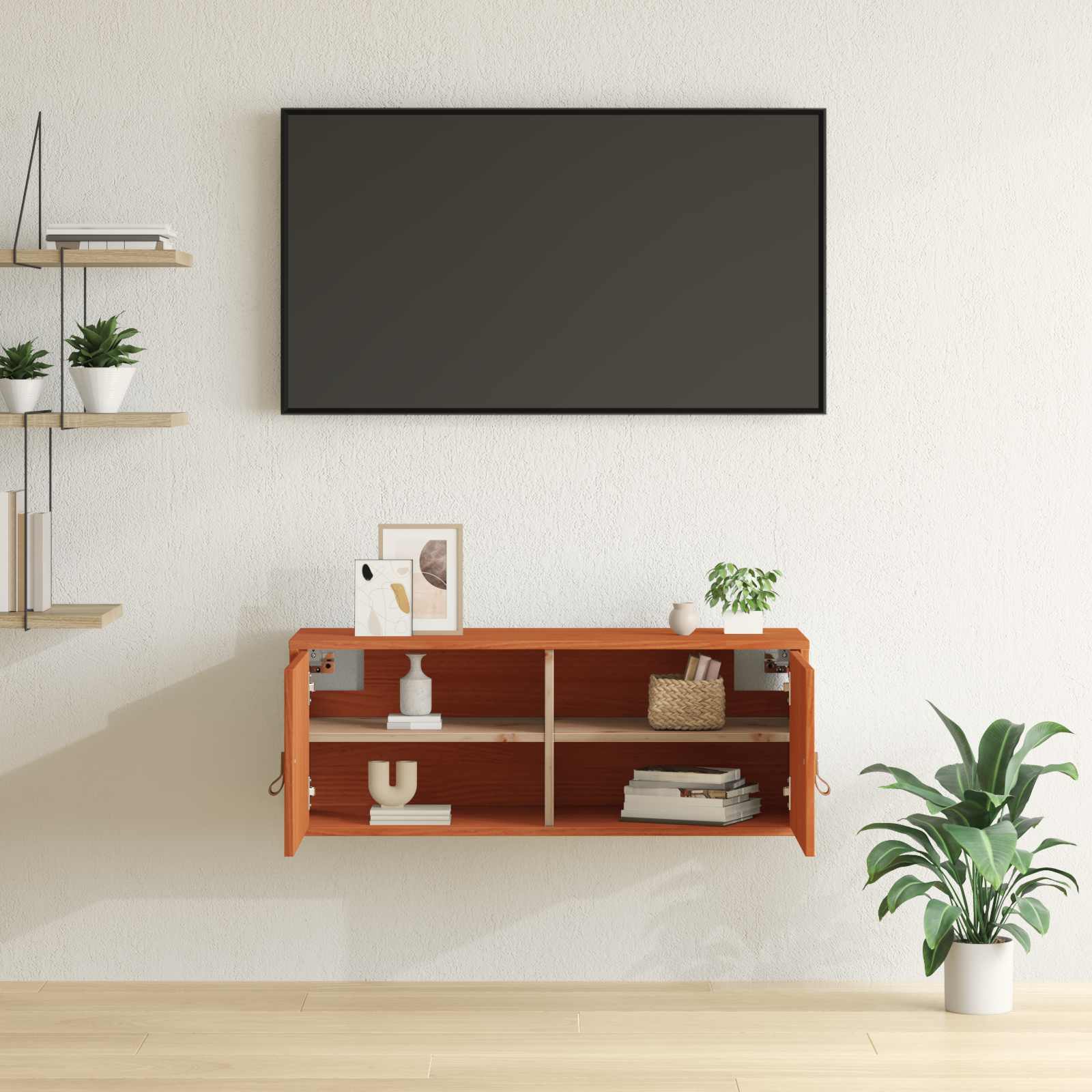 Armadietto a muro Marrone cerato 80 x 30 x 30 cm Pino massello | homemem39