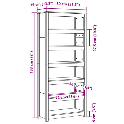 Armadio per Libri Marrone cerato 80 x 35 x 183 cm Pino massello | homemem39