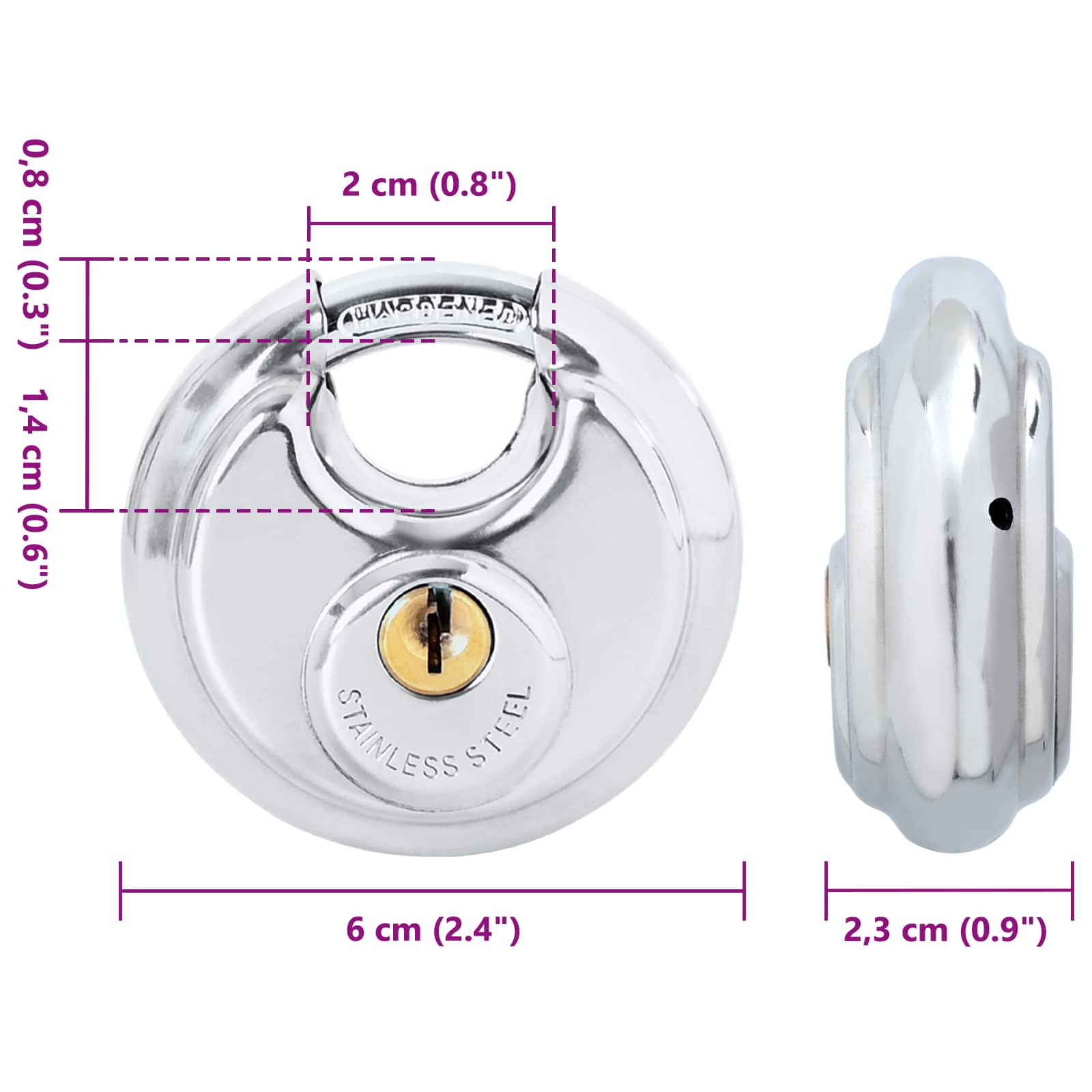 Lucchetti Discus con Chiavi 2 pcs Argento 6 x 2.3 x 6 cm | homemem39