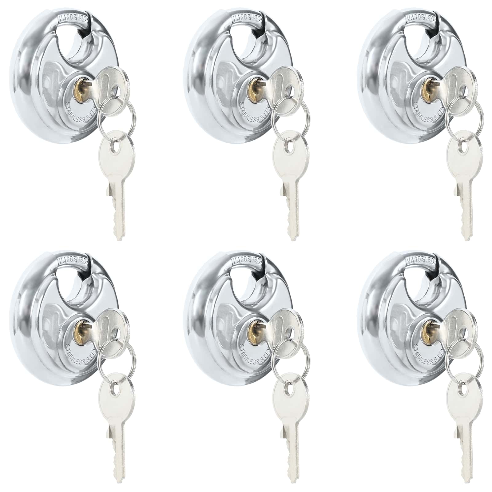 Lucchetti Discus con Chiavi 6 pcs Argento 6 x 2.3 x 6 cm | homemem39