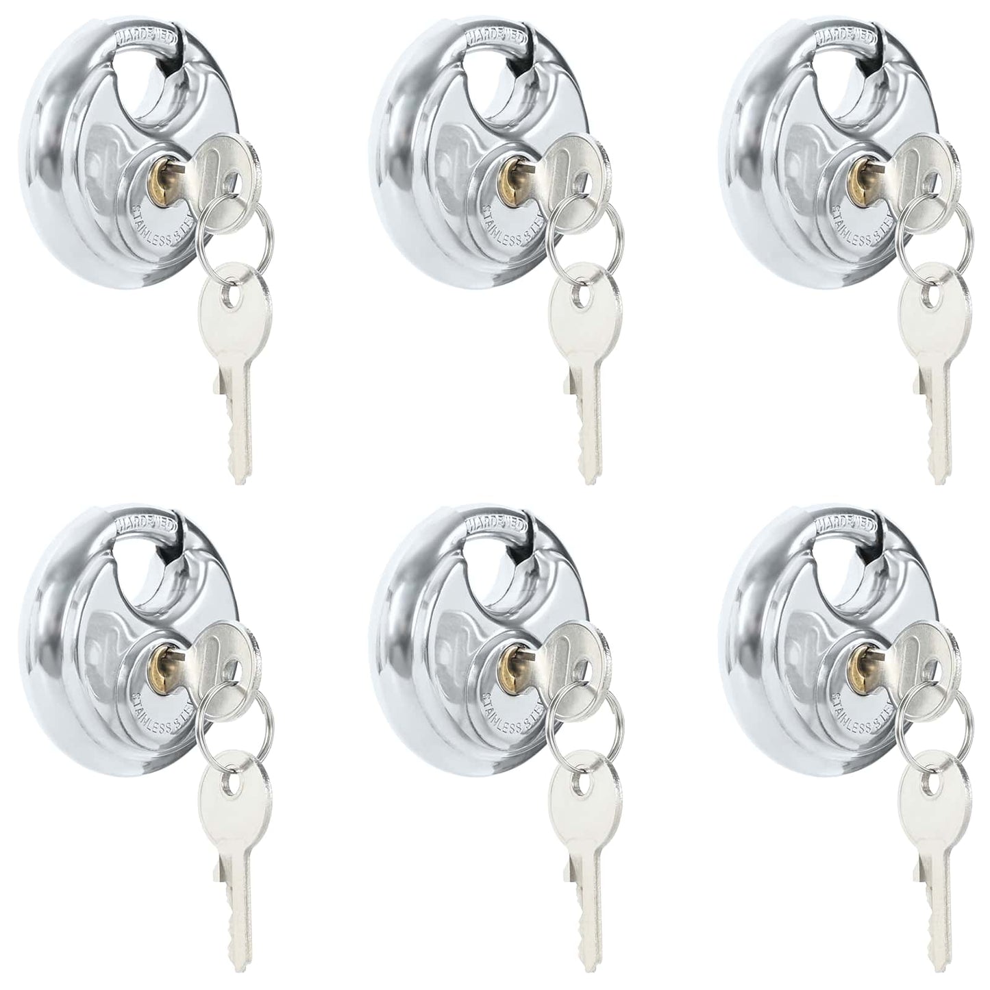 Lucchetti Discus con Chiavi 6 pcs Argento 6 x 2.3 x 6 cm