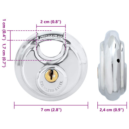 Lucchetti Discus con Chiavi 6 pcs Argento 7 x 2.4 x 7 cm | homemem39
