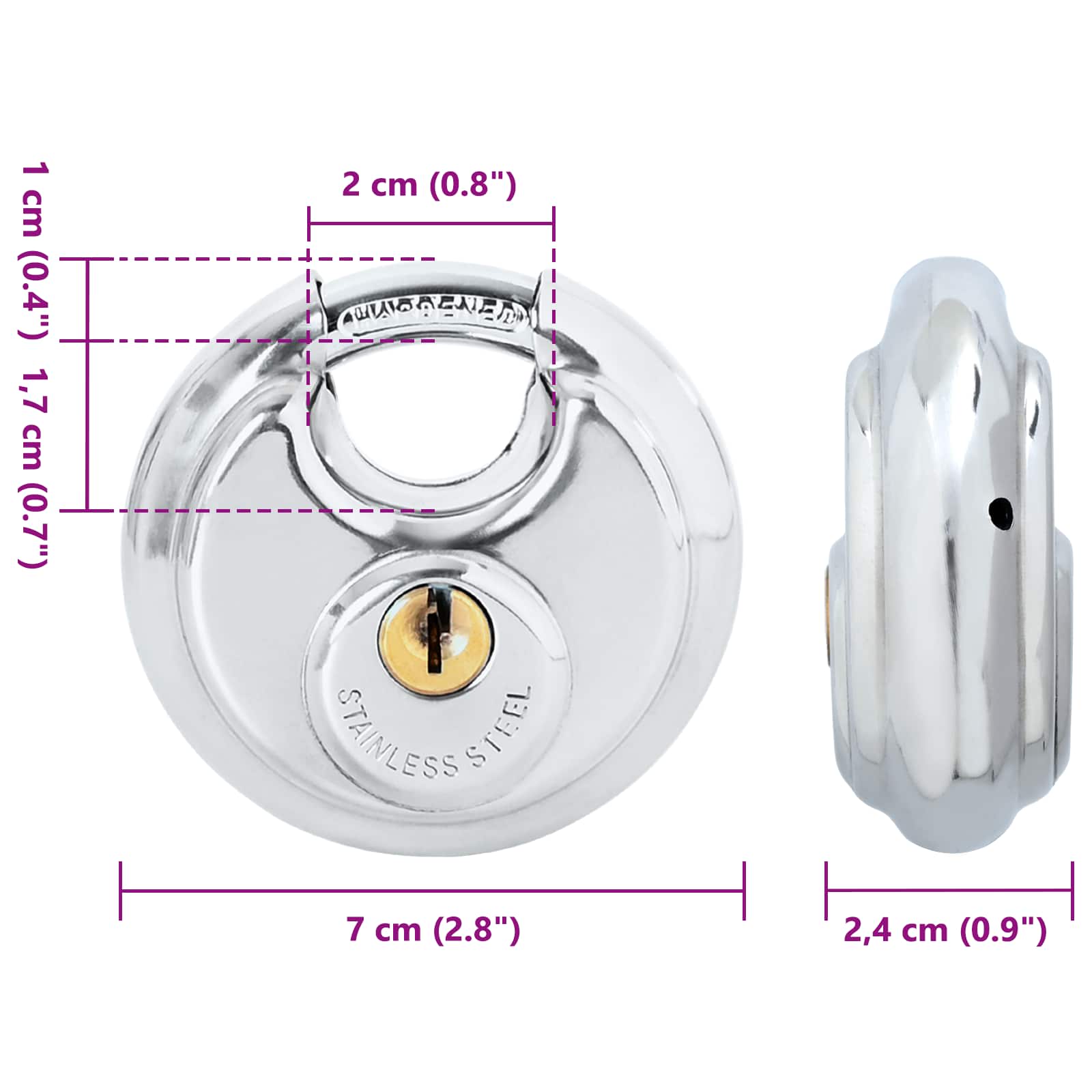 Lucchetti Discus con Chiavi 12 pcs Argento 7 x 2.4 x 7 cm | homemem39
