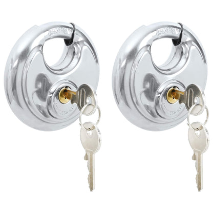 Lucchetti Discus con Chiavi 2 pcs Argento 8 x 2.8 x 8 cm