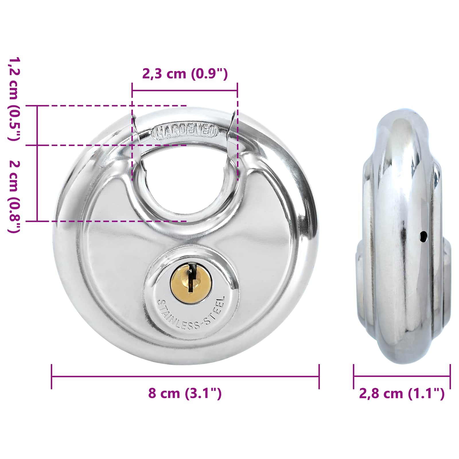 Lucchetti Discus con Chiavi 2 pcs Argento 8 x 2.8 x 8 cm | homemem39