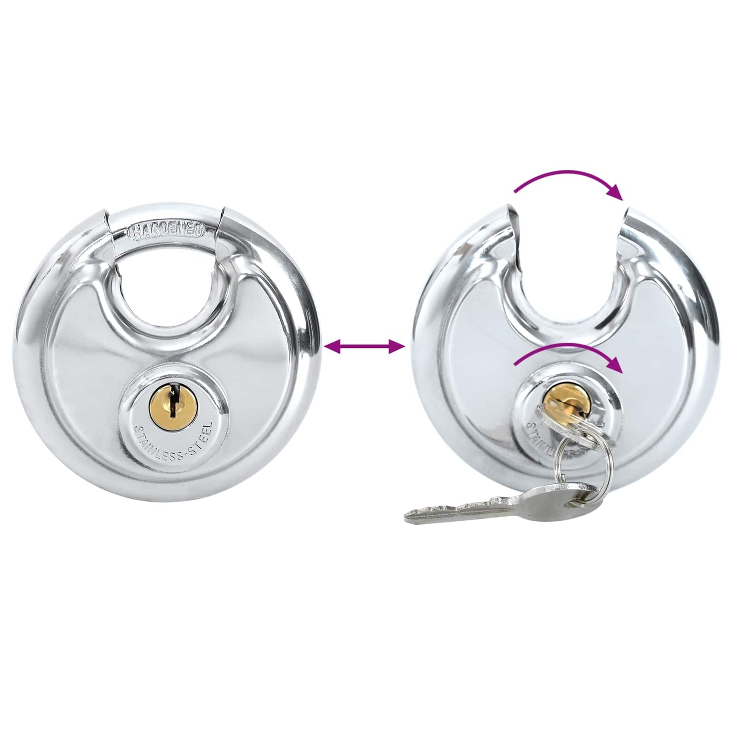 Lucchetti Discus con Chiavi 2 pcs Argento 9 x 2,8 x 9 cm | homemem39