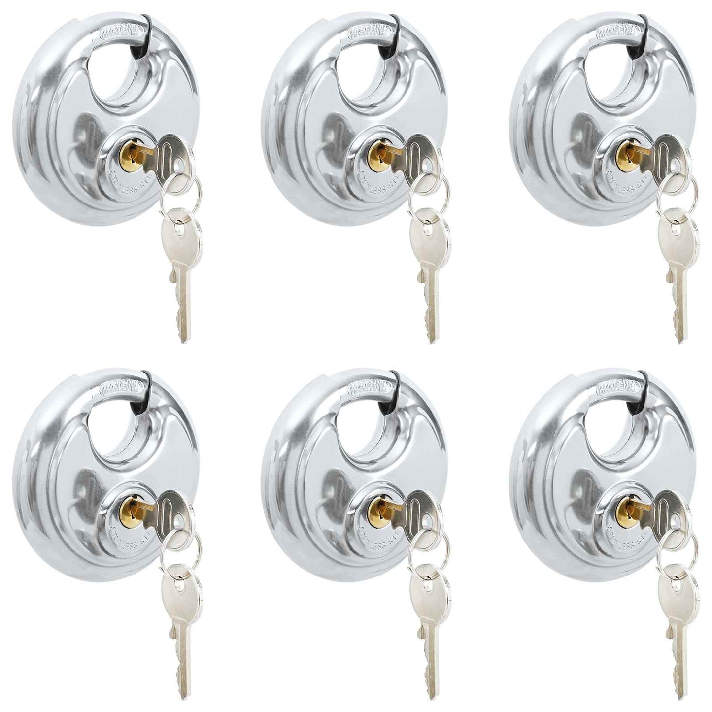 Lucchetti Discus con Chiavi 6 pcs Argento 9 x 2,8 x 9 cm | homemem39