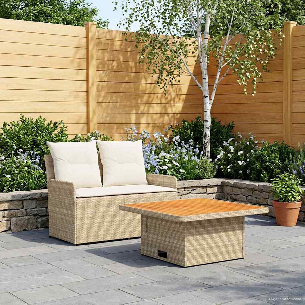 Divano da Giardino con Braccioli e Tavolo Alzabile 2 Pezzo