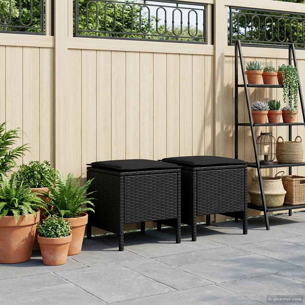 Poggiapiedi da Giardino 2 Pezzo Nero 38 x 38 x 45 cm | homemem39