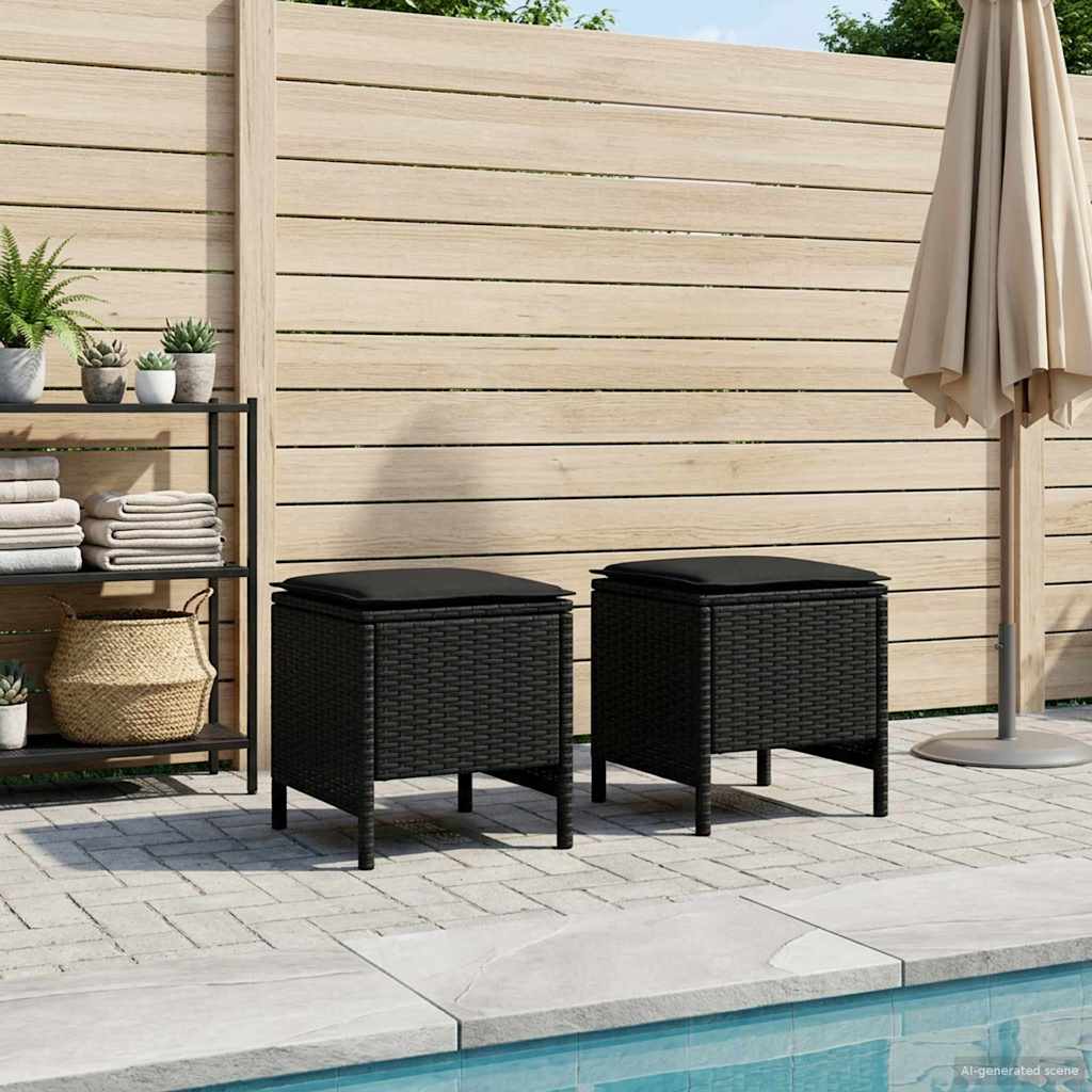 Poggiapiedi da Giardino 2 Pezzo Nero 38 x 38 x 45 cm | homemem39