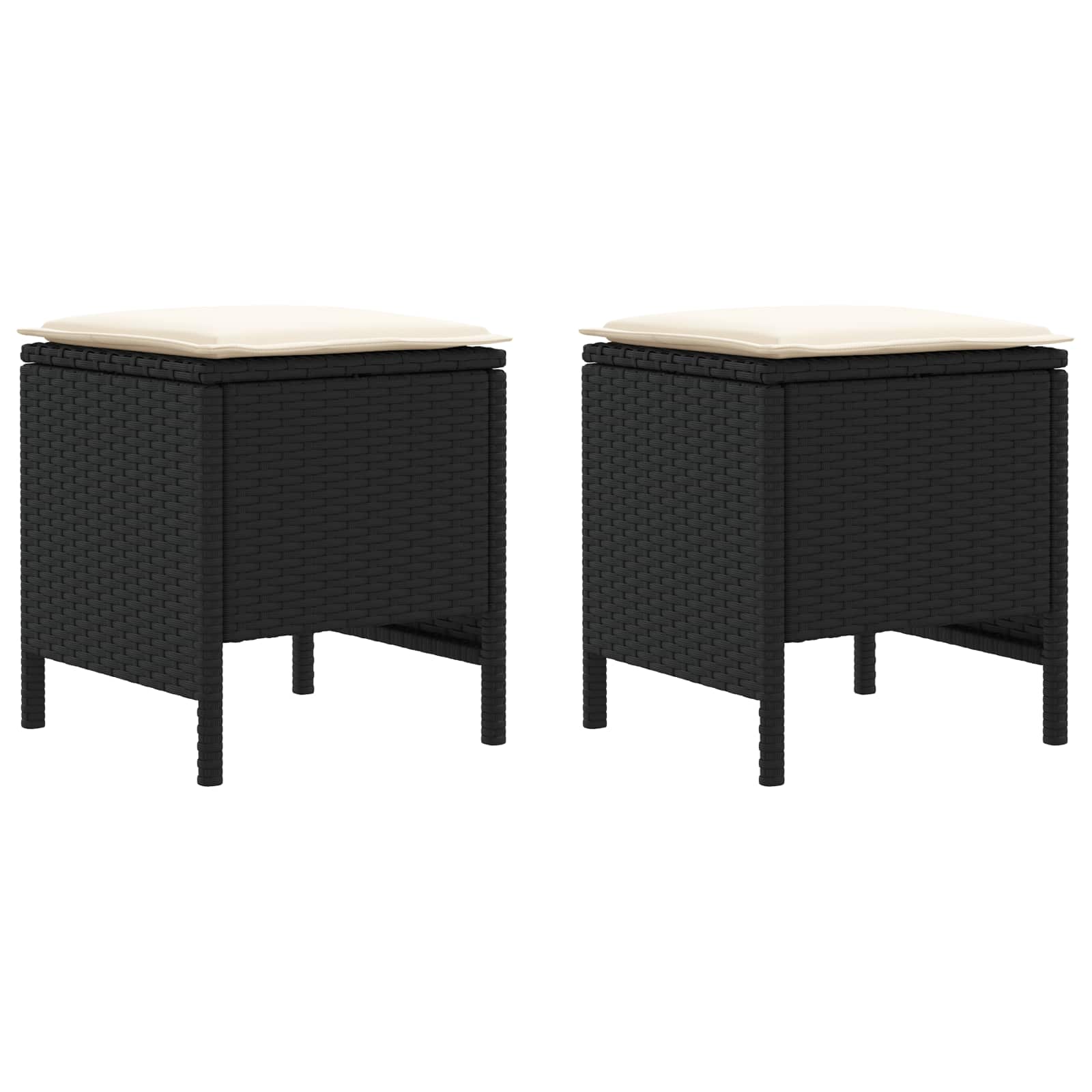 Poggiapiedi da Giardino 2 Pezzo Nero e Crema 38 x 38 x 45 cm | homemem39
