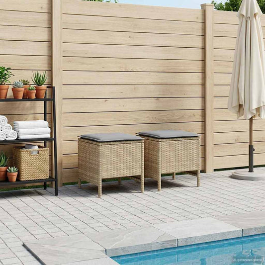 Poggiapiedi da Giardino 2 Pezzo Beige e Grigio Chiaro