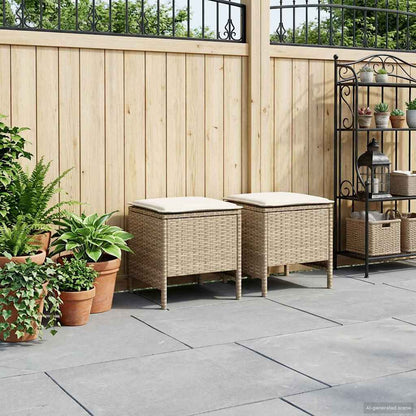 Poggiapiedi da Giardino 2 Pezzo Beige e Crema 38 x 38 x 45 cm | homemem39