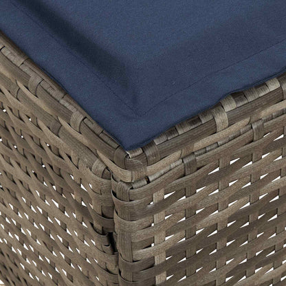 Poggiapiedi da Giardino 2 Pezzo Grigio e Blu Navy Rattan in PE