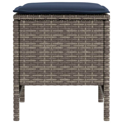 Poggiapiedi da Giardino 2 Pezzo Grigio e Blu Navy Rattan in PE