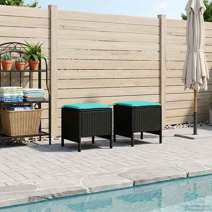 Poggiapiedi da Giardino 2 Pezzo Nero e Turchese 38 x 38 x 45 cm | homemem39