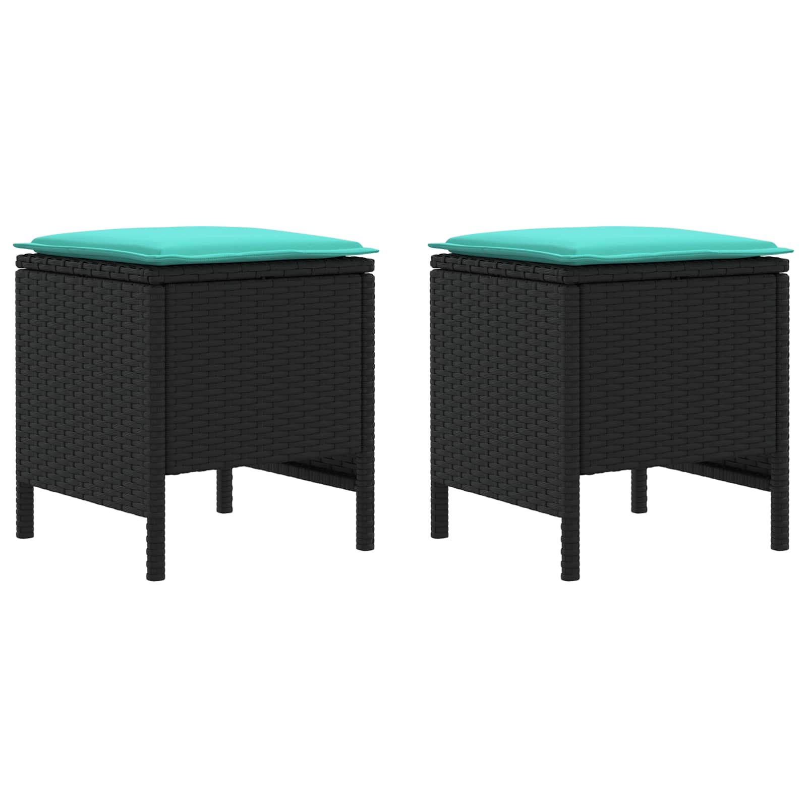 Poggiapiedi da Giardino 2 Pezzo Nero e Turchese 38 x 38 x 45 cm | homemem39
