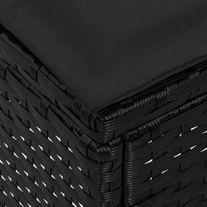 Poggiapiedi da Giardino Nero 80 x 38 x 45 cm Rattan in PE | homemem39