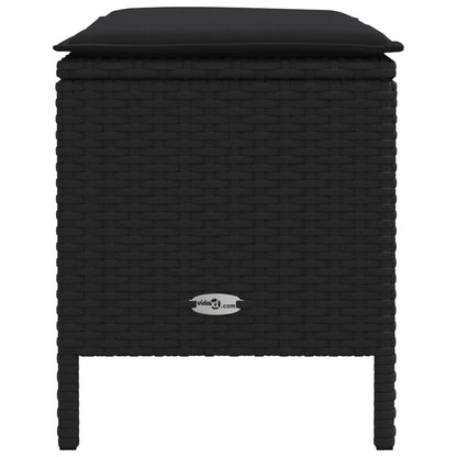 Poggiapiedi da Giardino Nero 80 x 38 x 45 cm Rattan in PE | homemem39