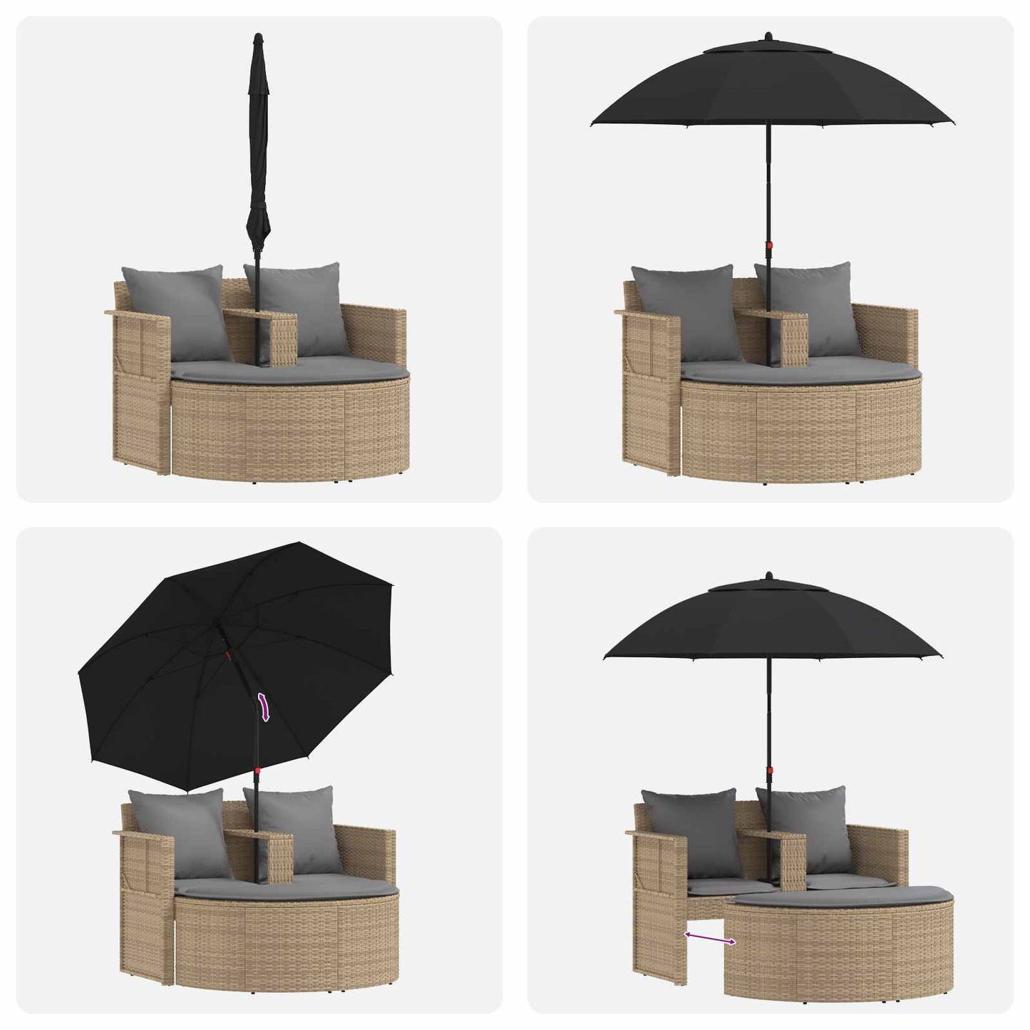 Divano da giardino 8 pcs Beige e Grigio Chiaro polyrattan