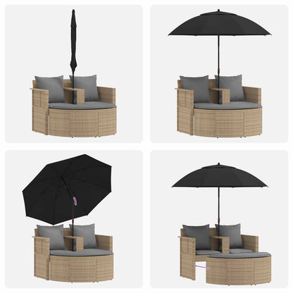 Divano da giardino 8 pcs Beige e Grigio Chiaro polyrattan