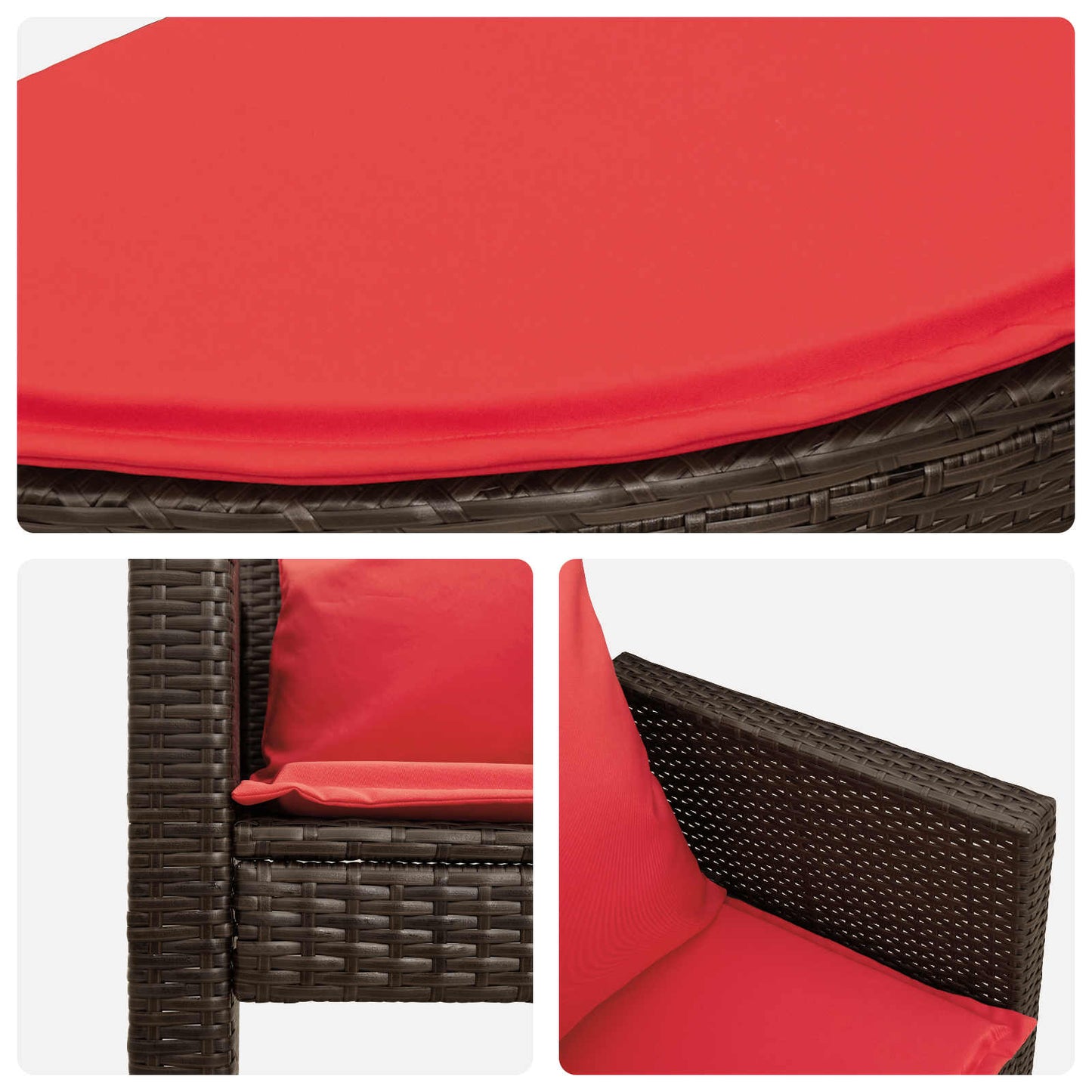 Divano da giardino Marrone e Rosso 168 x 168 x 180 cm