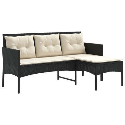 Set Divano da Giardino 2 pcs Nero e Crema polyrattan | homemem39
