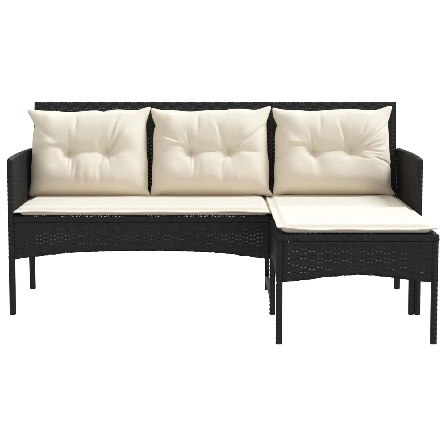 Set Divano da Giardino 2 pcs Nero e Crema polyrattan | homemem39