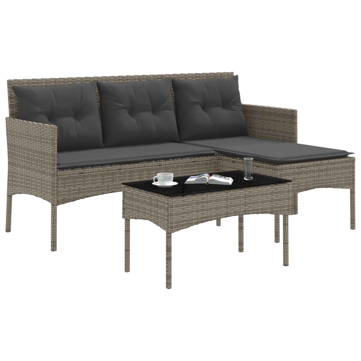 Set Divano da Giardino con cuscino 2 pcs polyrattan | homemem39