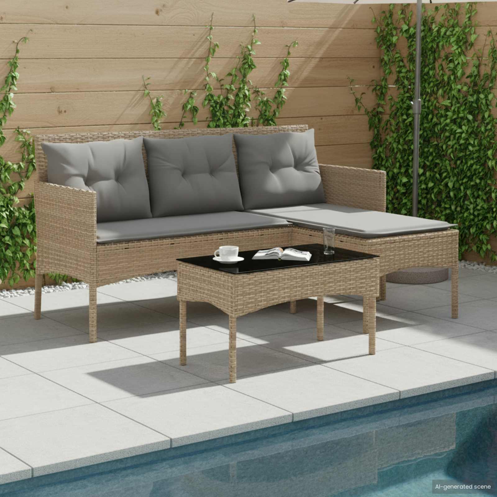 Set Divano da Giardino con cuscino 2 pcs polyrattan | homemem39