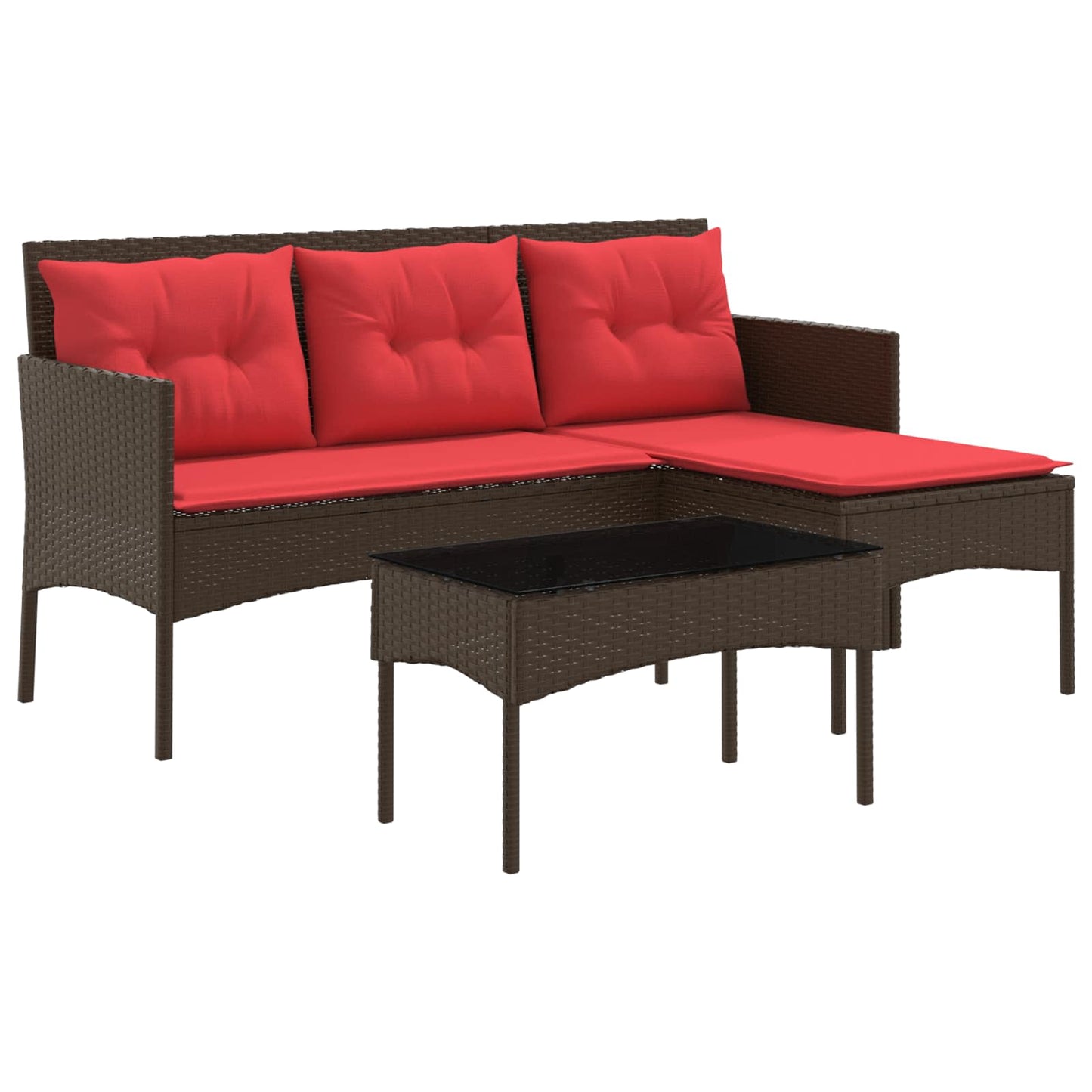 Set Divano da Giardino 2 pcs Marrone e Rosso polyrattan | homemem39