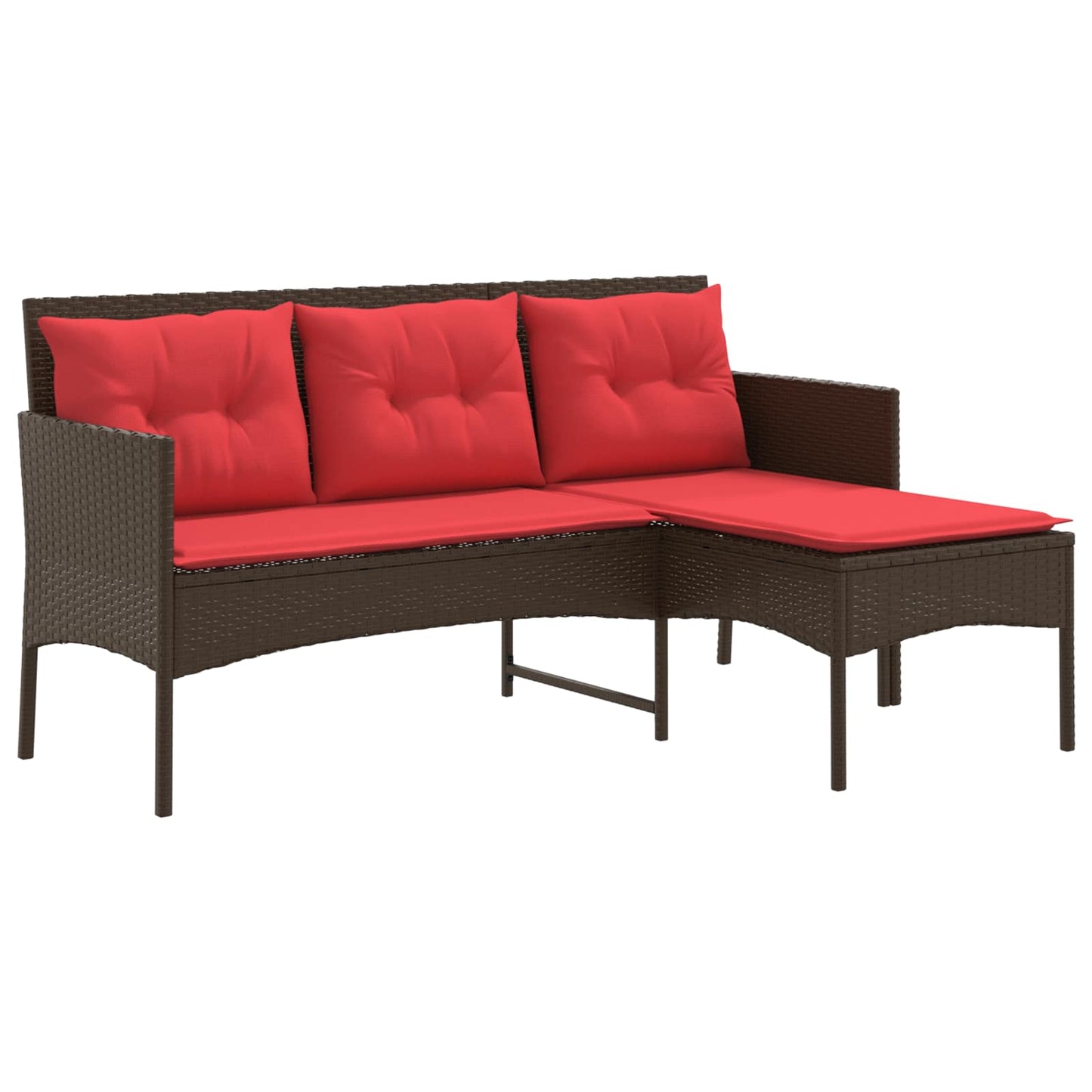 Set Divano da Giardino 2 pcs Marrone e Rosso polyrattan | homemem39
